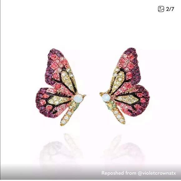 Free People Flutterby Earrings in Pink and Gold - Picture 2 of 3